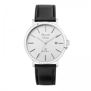 Alexandre Christie AC 1032 Silver White Black Leather Man MDLSSSL